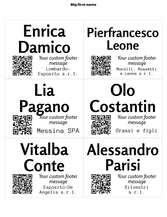 design di badge nominativo QR Code Piccolo