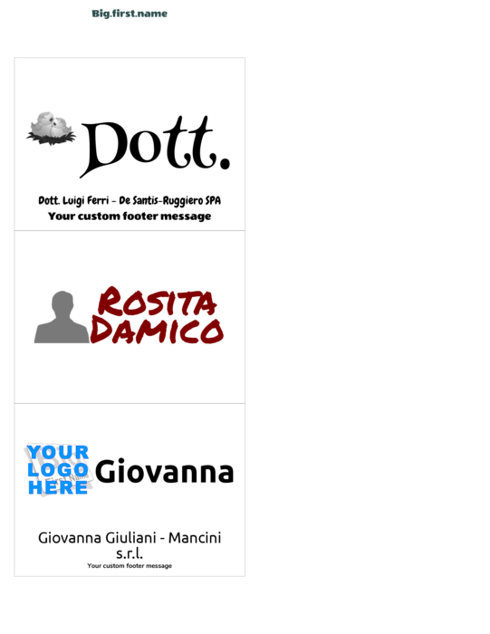 modello di badge nominativo per Inserti per badge nominativi Very 74520 Compatible Template