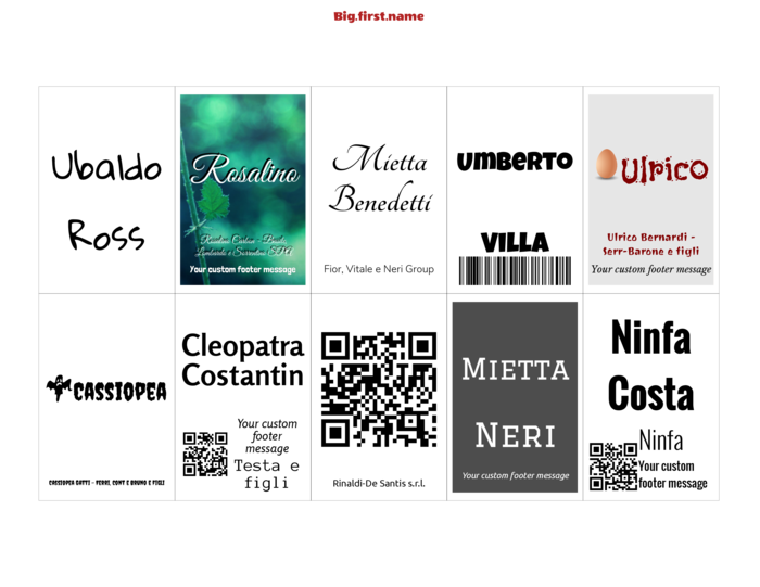 modello di badge nominativo orizzontale per Inserti per badge nominativi Very 74552 Compatible Template