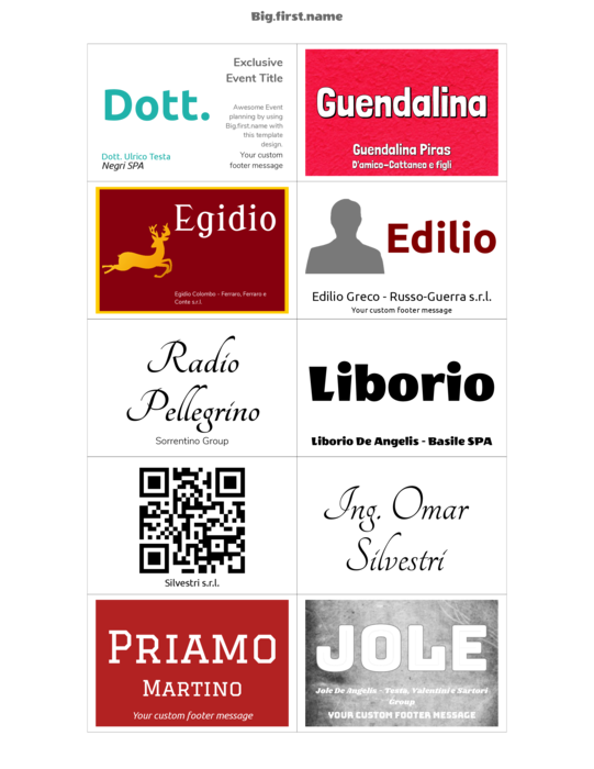 modello di badge nominativo per Inserti per badge nominativi Very 74558 Compatible Template