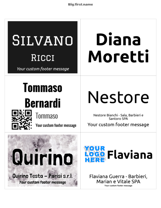 modello di badge nominativo per PC Nametag Inserto per Cartellino Nominativo Classico in Carta 4" x 3" N6LPPWB Compatible Template