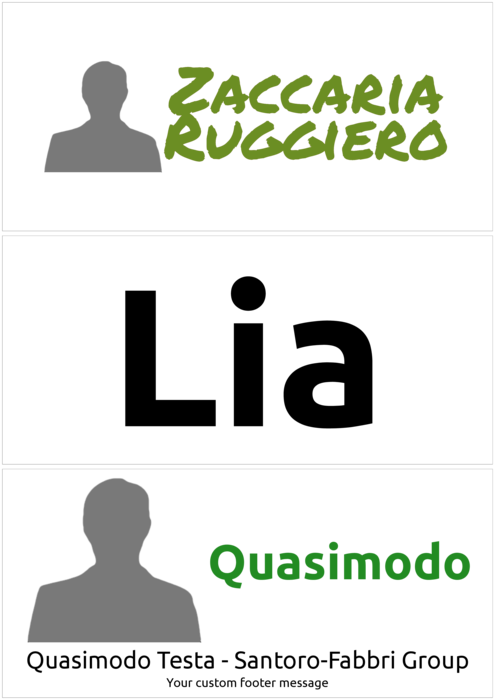 modello di badge nominativo per A4 Bi-Fold alto a tenda carta semplice Compatible Template