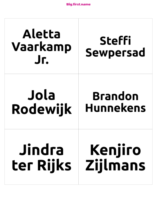 naambadge naamsticker ontwerp Volledige Naam Zwart