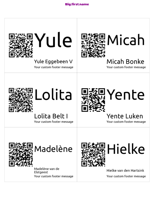 naambadge naamsticker ontwerp Grote QR-code