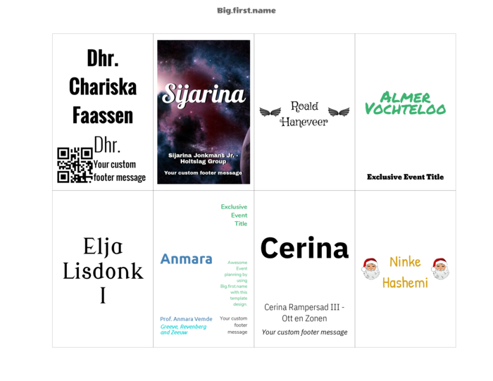naambadge naamsticker liggend sjabloon voor Very 5383, 5390, 74461, 74549, 74556  en pc, nametag N8SWB Compatible Template