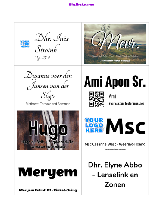 naambadge naamsticker sjabloon voor Very 5383, 5390, 74461, 74549, 74556  en pc, nametag N8SWB Compatible Template