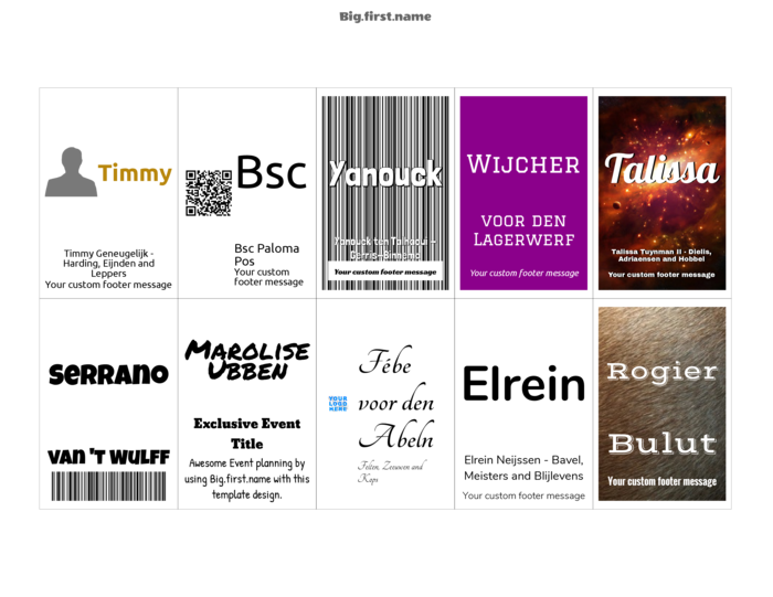 naambadge naamsticker liggend sjabloon voor Very 74552 Naambadge-inleggers Compatible Template