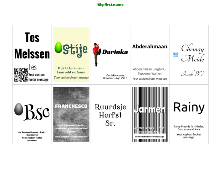 naambadge naamsticker liggend sjabloon voor Very 74558 Naambadge-inleggers Compatible Template