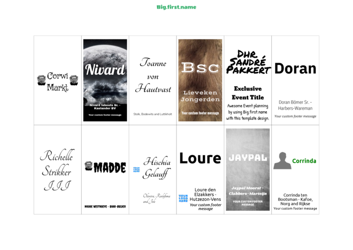 naambadge naamsticker liggend sjabloon voor Inleg voor naambadges Sigel ZB212 Compatible Template