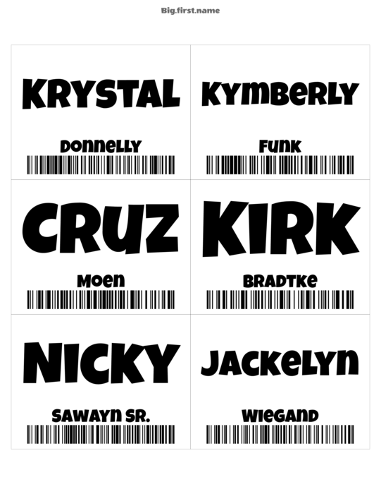 navneskilt-design Strekkode-badge Code 128