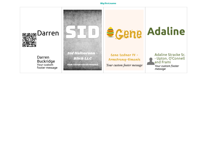 liggende navneskilt-mal for Very 74550, 74651, 74652 navnelappinnlegg Compatible Template