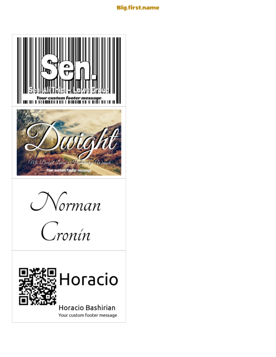 navneskilt-mal for Very 74550, 74651, 74652 navnelappinnlegg Compatible Template