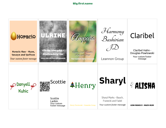 liggende navneskilt-mal for Very 74552 navnelappinnlegg Compatible Template