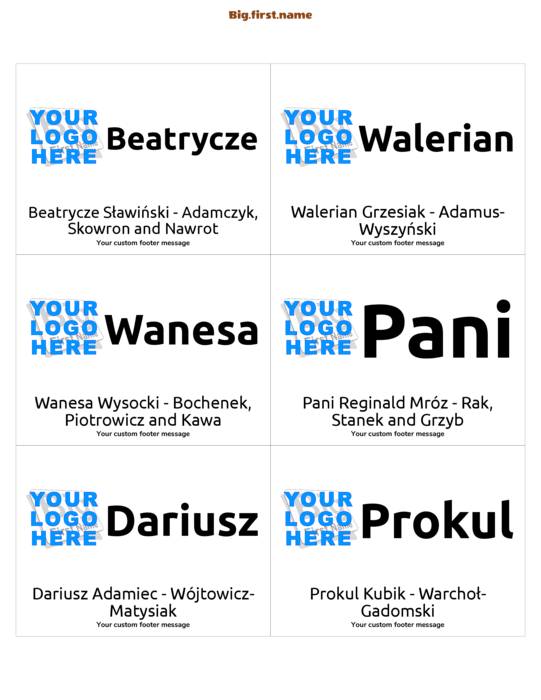 wzór identyfikatora Duże Logo