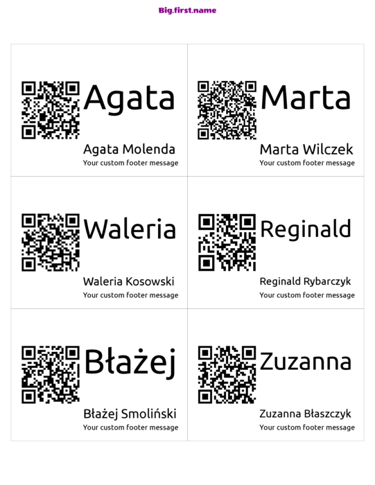 wzór identyfikatora Duży Kod QR