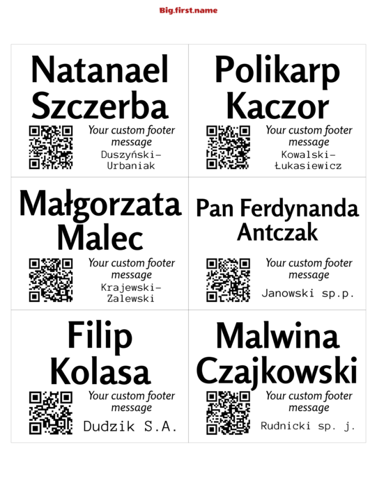 wzór identyfikatora Mały Kod QR