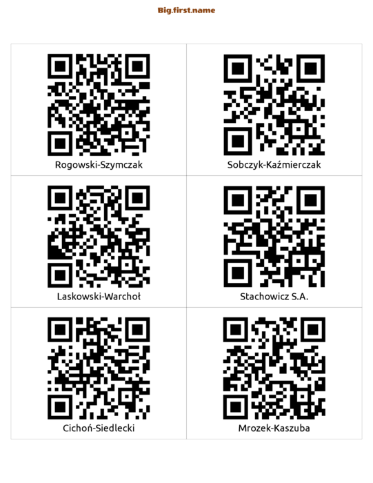 wzór identyfikatora Etykieta z Kodem QR