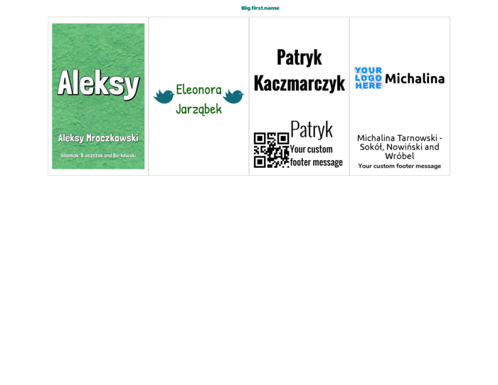 poziomy szablon identyfikatora dla Wkładki do identyfikatorów Very 74550, 74651, 74652 Compatible Template