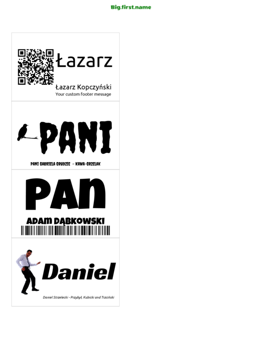 szablon identyfikatora dla Wkładki do identyfikatorów Very 74550, 74651, 74652 Compatible Template