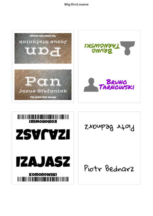 szablon identyfikatora dla Karciki na stół Very C32073 Compatible Template