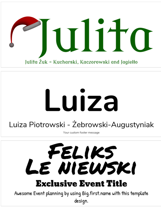 szablon identyfikatora dla LETTER Dwuskładany Stojący Namiot Compatible Template