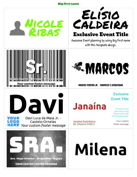 modelo de crachá para Inserto de Crachá PC Nametag 4" x 2-1, 2" Papel Clássico N8MMWB Compatible Template