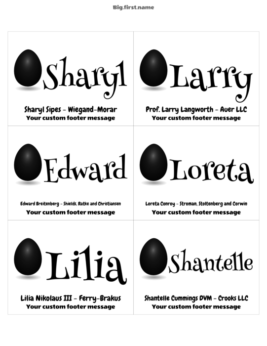 design de crachá com nome Caça aos Ovos da Páscoa