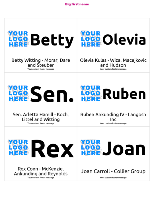 design de crachá com nome Logótipo Grande