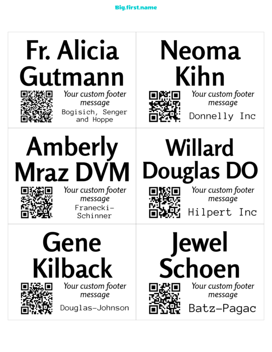 design de crachá com nome Código QR Pequeno