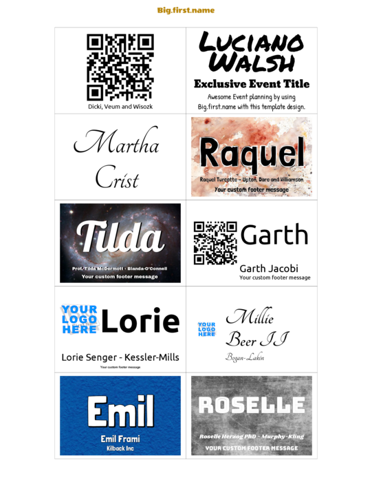 modelo de crachá com nome para Inserções de Crachá Very 74558 Compatible Template
