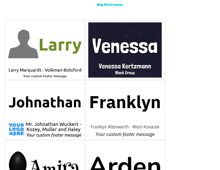 modelo de crachá com nome horizontal para semelhante aos crachás em formato retrato Avery 5384, Avery 5392, Avery 74459, Avery 74536, Avery 74540, Avery 74541 Compatible Template
