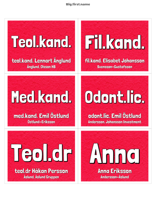 namnbricksdesign Färgglad namnbricka