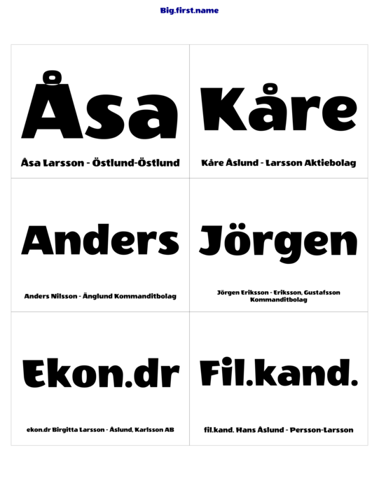 namnbricksdesign Nya kontakter