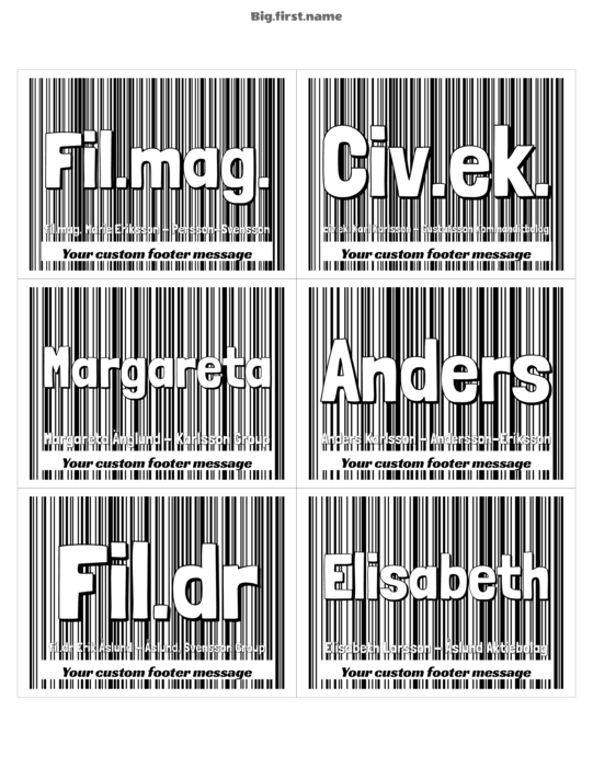 namnbricksdesign Streckkodad