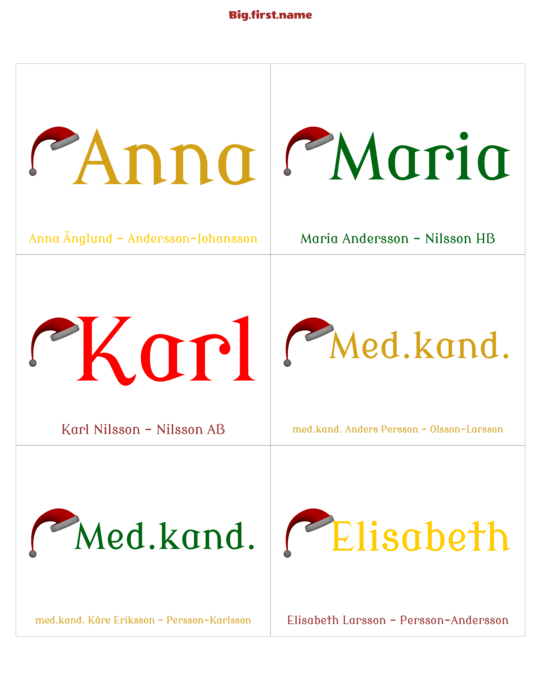 namnbricksdesign Julmiddag
