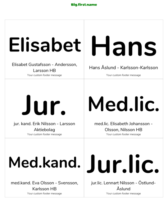 namnbricksdesign Vänligt Svart