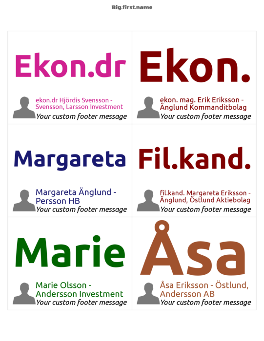 namnbricksdesign Starka Färger med Avatar