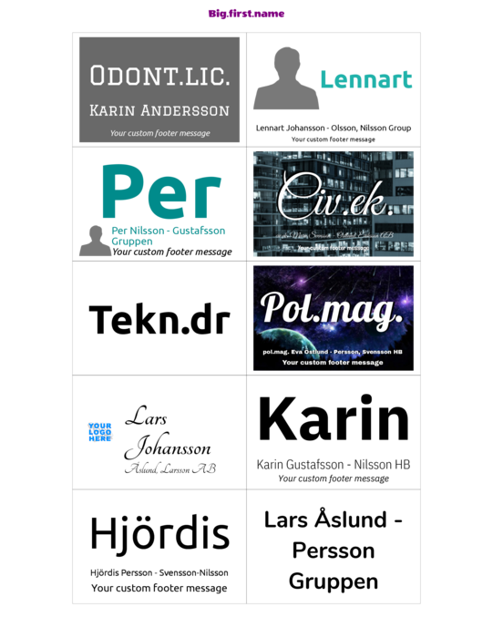 namnbricksmall för Very 74552 Namnbricksinlägg Compatible Template