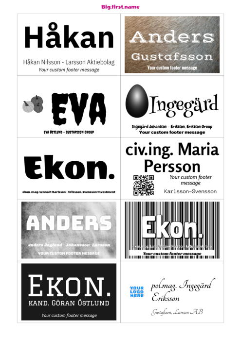 namnbricksmall för Insatser för namnbrickor Sigel LP898 Sigel ZB211 Compatible Template