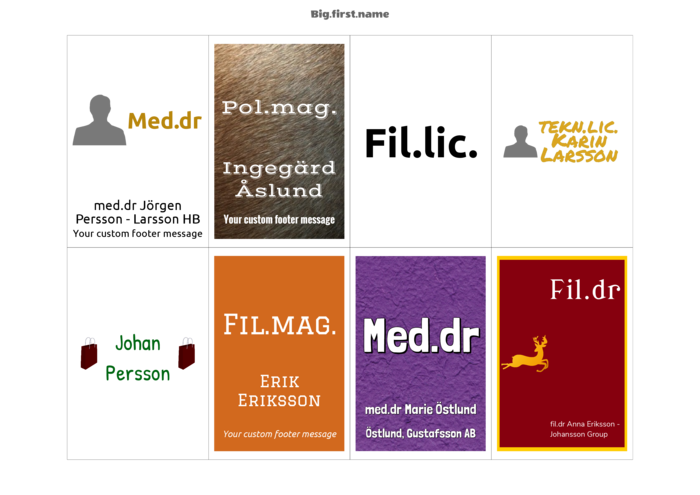 namnbricksmall i liggande format för Insatser för namnbrickor Sigel ZB213 Compatible Template