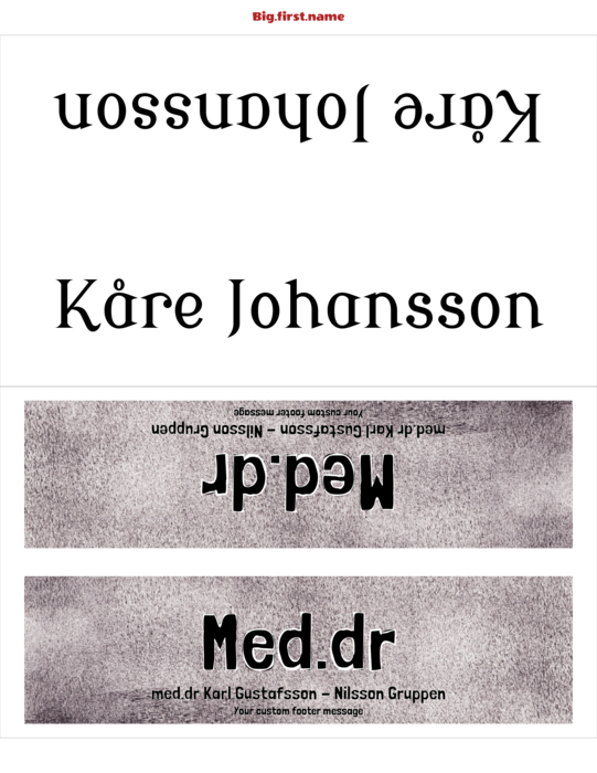namnbricksmall för Very Medium bordskort 5305 Compatible Template