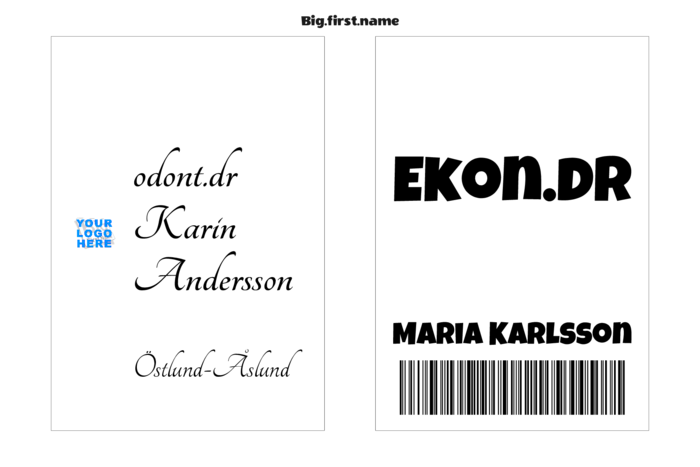 namnbricksmall i liggande format för Avery 5147, 5152, 5132 Compatible Template