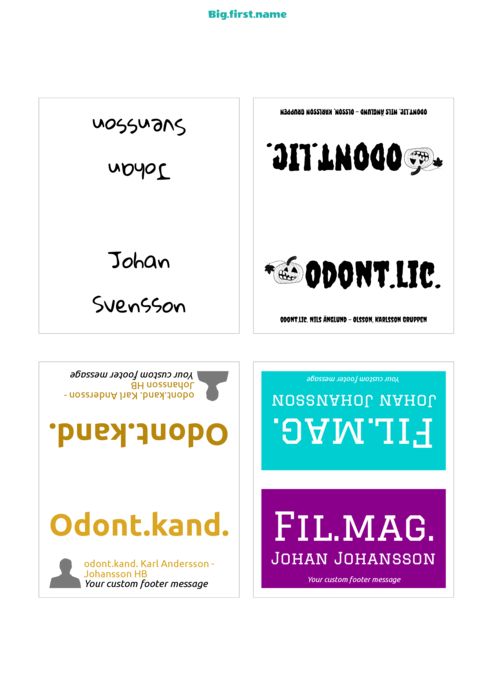 namnbricksmall för Bordskort Very C32073 Compatible Template