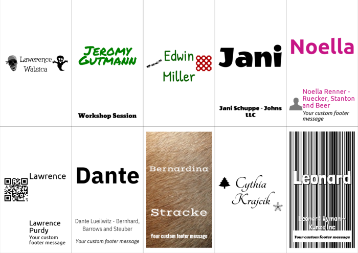 nametag name badge landscape template for Label template compatible with Label Planet LP10/105 sheets